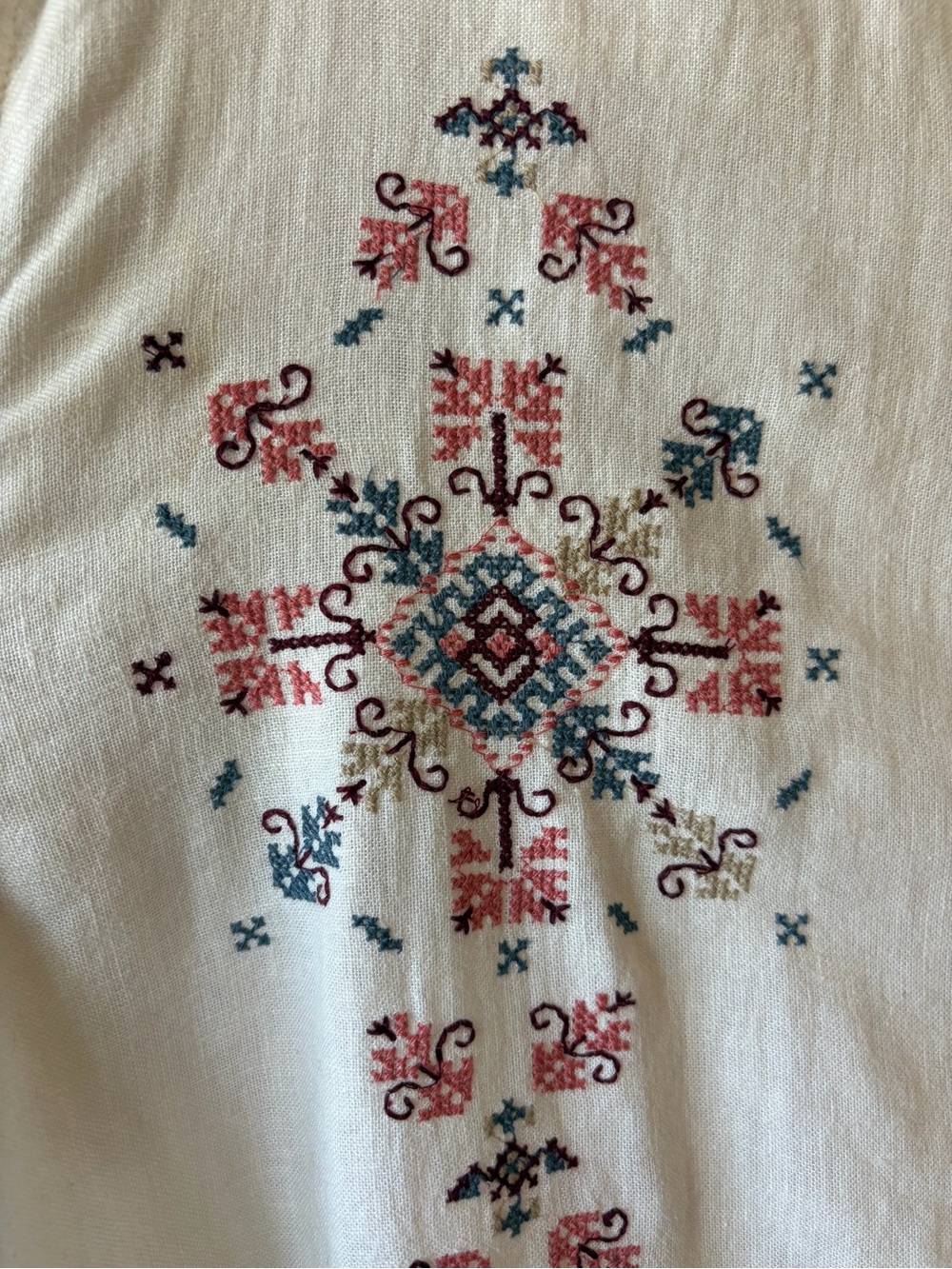 ABERCROMBIE Camp Collar Cropped Summer Linen-Blend Embroidered Shirt - Picture 3 of 5